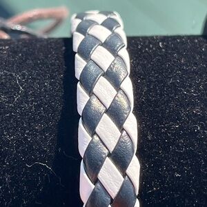 Braided Leather Bracelet - Black and White